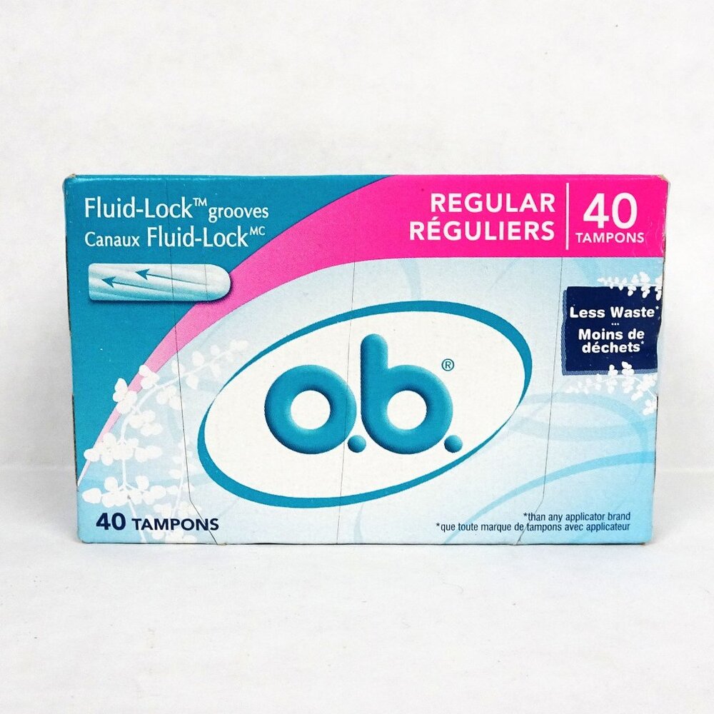 O.B. Regular Tampons Fluid Lock Grooves 40 pcs NOS 2008 Sealed Box Protection
